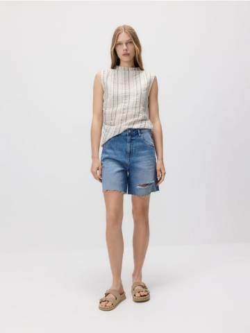 Reserved - Джинсові шорти з потертостями - синій - 9310H-55J