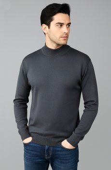 Темно-серый гольф-водолазка с коротким горлом RG-53-golf-temno-sirij