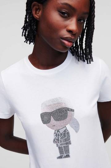 Хлопковая футболка Karl Lagerfeld цвет белый Хлопковая футболка Karl Lagerfeld цвет белый