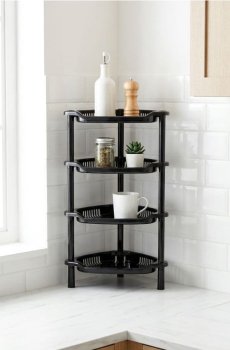 Кутова чотирирівнева полиця - чорний