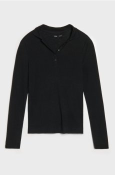 Поло з довгими рукавами - чорний