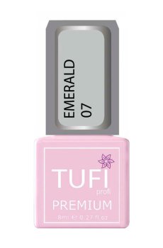 Уценка! Гель-лак для ногтей Tufi profi Premium Emerald 07 Серебристый, 8 мл
