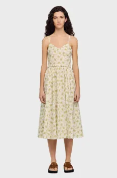 Женский белый сарафан с узором Белый 38 Sandro SFPRO04839_Olive - Ecru