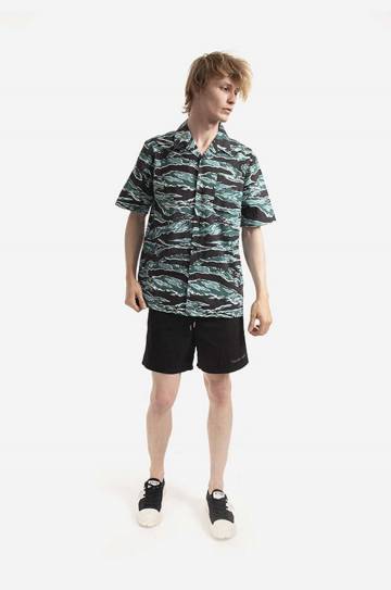 Хлопковая рубашка Maharishi Tigerskins x Worhol мужская цвет чёрный relaxed 8172.WOODLAND-WOODLAND Хлопковая рубашка Maharishi Tigerskins x Worhol мужская цвет чёрный relaxed 8172.WOODLAND-WOODLAND