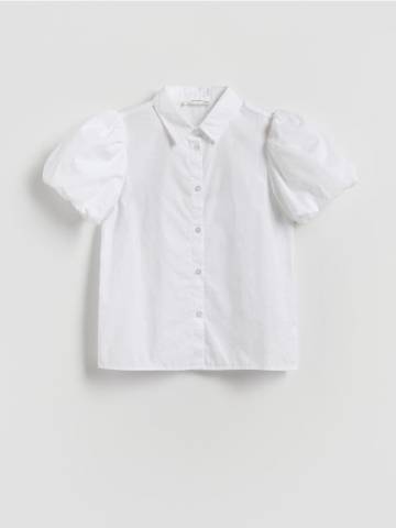 Reserved - Біла блузка з об’ємними рукавами - білий - 430FW-00X