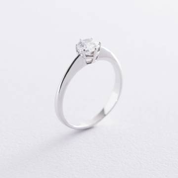 Помолвочное кольцо в белом золоте (куб. цирконий Swarovski) к06311 Помолвочное кольцо в белом золоте (куб. цирконий Swarovski) к06311