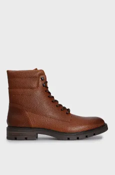 Мужские коричневые кожаные ботинки WARM PADDED HILFIGER LTH BOOT Коричневый 44 Tommy Hilfiger FM0FM04802