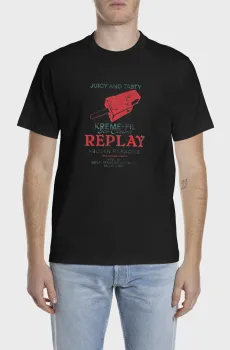 Мужская черная футболка Черный 3XL Replay M3385 .000.23608P