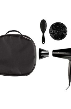 Фен для волос Remington Style Edition с насадкой диффузор, расческой, резинкой и кейсом, черно-серый (D3171GP)