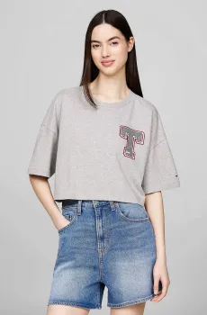 Женская серая футболка TJW LETTERMAN TEE Серый M Tommy Jeans DW0DW18656