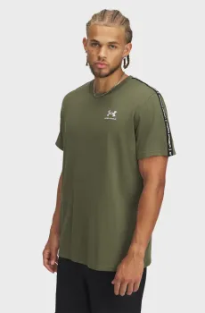 Мужская оливковая футболка UA Icon HWT Tee Taping Оливковый XL Under Armour 1390300-390