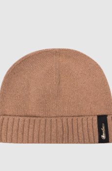 Коричневая шапка из кашемира с логотипом
