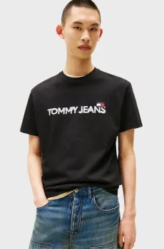 Мужская черная футболка REG BADGE PLAY Черный S Tommy Jeans DM0DM21585