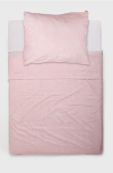 Комплект постільної білизни з квітковим мотивом - пастельний рожевий