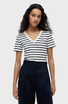Женская белая футболка в полоску SLIM CODY Разноцветный L Tommy Hilfiger WW0WW40584