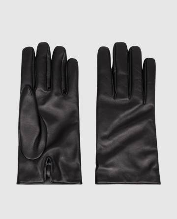 Черные кожаные перчатки с логотипом