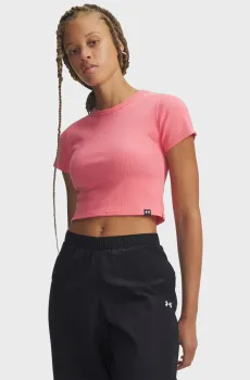 Женская розовая футболка UA Rival Rib Baby Tee Розовый L Under Armour 6000264-600