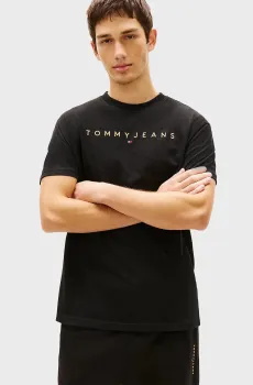 Мужская черная футболка REG LINEAR LOGO Черный M Tommy Jeans DM0DM20744
