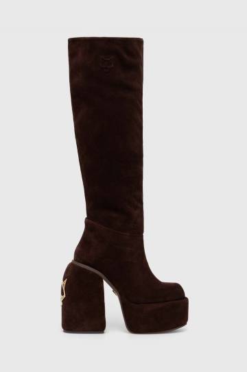 Замшевые сапоги Naked Wolfe женские цвет коричневый каблук кирпичик Space Cow Suede Brown Замшевые сапоги Naked Wolfe женские цвет коричневый каблук кирпичик Space Cow Suede Brown