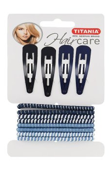 Набор аксессуаров для волос Titania (заколка, 4 шт + резинка, 8 шт) (8001)