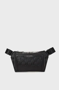 Мужская черная кожаная поясная сумка Черный ONESIZE Karl Lagerfeld A1M30004;999