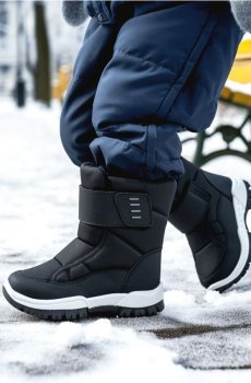 Утеплені ботильйони з відбивними елементами - чорний