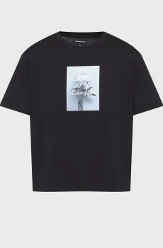 Женская черная футболка BOXED FLOWER Черный XXS Calvin Klein Jeans LV047D880G