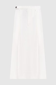 Белая юбка миди с льном