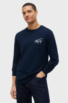 Мужской темно-синий лонгслив SIGNATURE Синий XL Tommy Jeans DM0DM23546