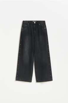 Reserved - Джинси wide leg з заклепками - чорний - 122JU-99J