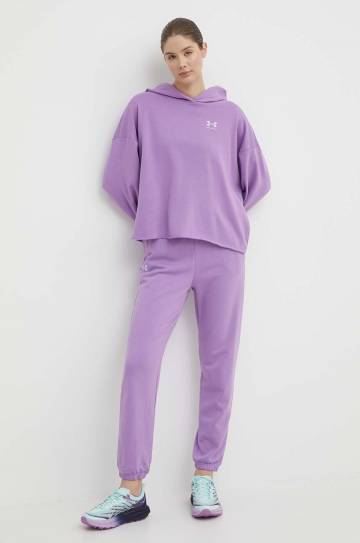 Кофта для тренинга Under Armour Rival цвет фиолетовый с капюшоном однотонная Кофта для тренинга Under Armour Rival цвет фиолетовый с капюшоном однотонная