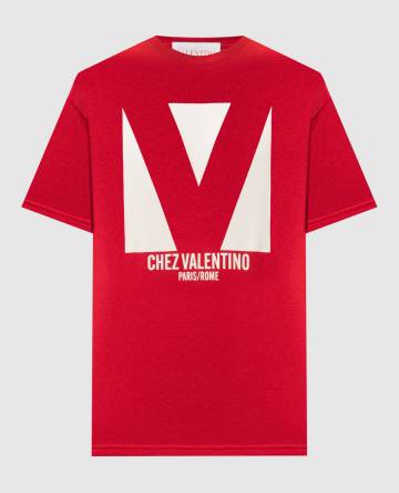 Красная футболка с принтом CHEZ VALENTINO Красная футболка с принтом CHEZ VALENTINO