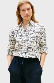 Женская льняная рубашка с узором RELAXED Разноцветный S Tommy Hilfiger WW0WW44679