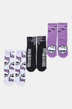 Довгі шкарпетки з бавовною, 3 пари Monster High - різнобарвний