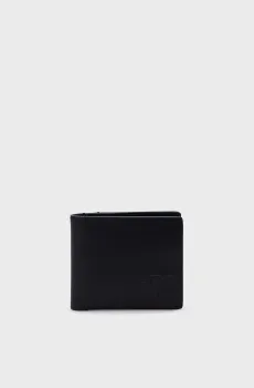 Мужской черный кожаный кошелек LOGO EMBOSS BIFOLD Черный ONESIZE Calvin Klein K50K512065