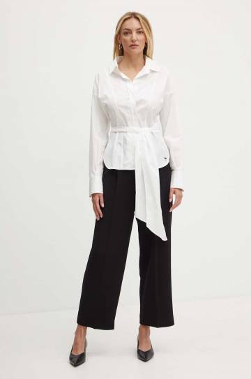 Хлопковая рубашка Weekend Max Mara женская цвет белый relaxed классический воротник 2425116071600 Хлопковая рубашка Weekend Max Mara женская цвет белый relaxed классический воротник 2425116071600