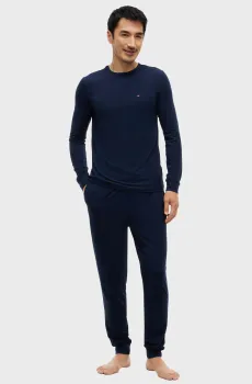 Мужская темно-синяя пижама (лонгслив, брюки) Синий S Tommy Hilfiger UM0UM04006