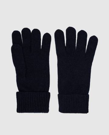 Голубые перчатки с шерстью с нашивкой логотипа