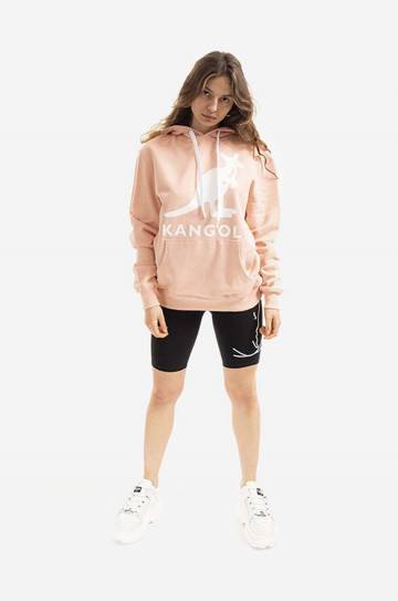 Хлопковая кофта Kangol цвет чёрный с капюшоном с принтом KLEU001-99 Хлопковая кофта Kangol цвет чёрный с капюшоном с принтом KLEU001-99
