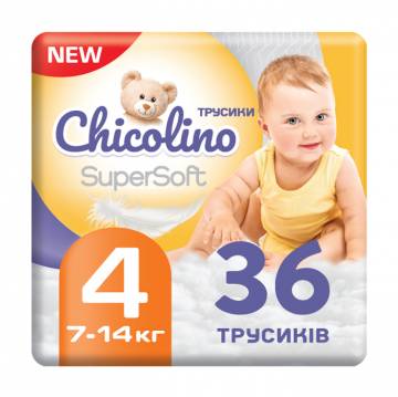 Подгузники-трусики Chicolino Super Soft размер 4 (7-14 кг), 36 шт Подгузники-трусики Chicolino Super Soft размер 4 (7-14 кг), 36 шт