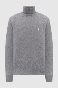 Серый свитер из шерсти с вышивкой монограммы