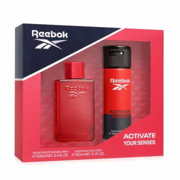 Парфюмированный набор мужской Reebok Activate Your Senses (туалетная вода, 100 мл + дезодорант, 150 мл) Парфюмированный набор мужской Reebok Activate Your Senses (туалетная вода, 100 мл + дезодорант, 150 мл)