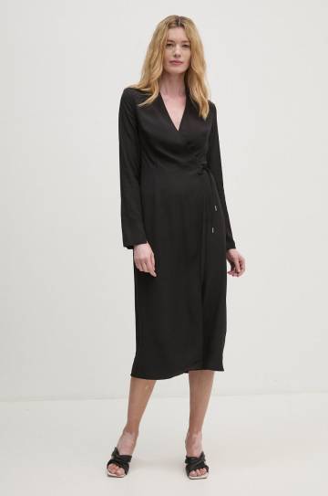 Платье Calvin Klein цвет чёрный midi расклешённое K20K207658 Платье Calvin Klein цвет чёрный midi расклешённое K20K207658