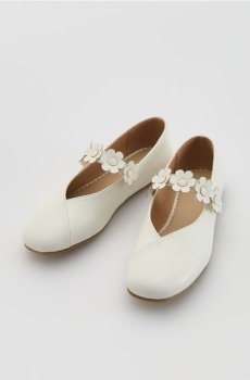 Reserved - Балетки з квітковим декором - білий - 815IS-00X