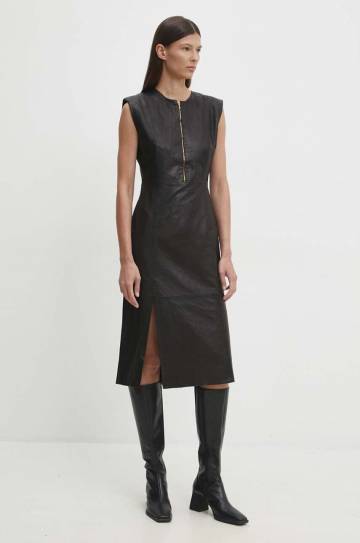 Кожаное платье Bruuns Bazaar SoftBBAgathea leather dress цвет чёрный mini облегающее BBW4183 Кожаное платье Bruuns Bazaar SoftBBAgathea leather dress цвет чёрный mini облегающее BBW4183