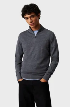Мужская серая шерстяная кофта SUPERIOR WOOL QUARTER ZIP Серый S Calvin Klein K10K110421