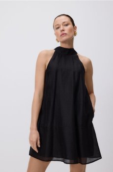 Reserved - Сукня міні з ліоцелем - чорний - 756HR-99X