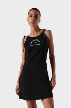 Женская черная туника LOGO SHORT BEACH DRESS Черный XS Karl Lagerfeld 241W2224