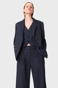 Женский темно-синий пиджак в полоску Синий 42 MAJE MFPVE00734_Blue
