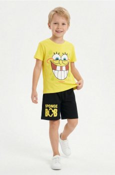 Бавовняна двочастинна піжама з принтом SpongeBob - жовтий